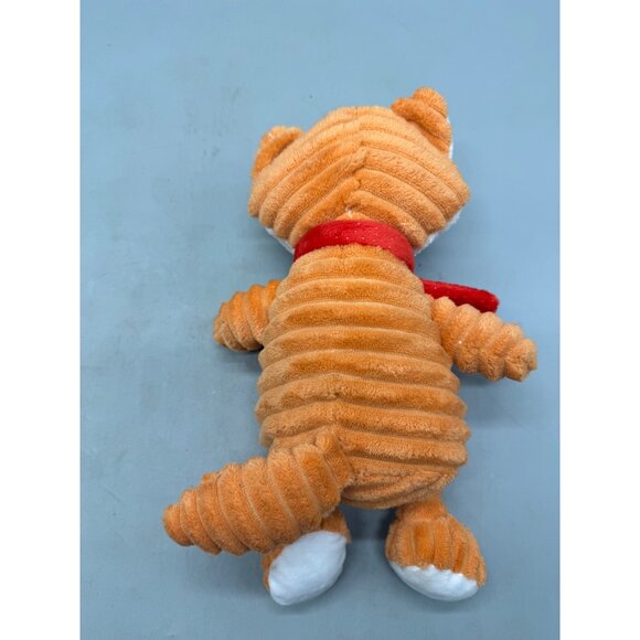Orange Corduroy style Fox Plush Toy Red Scarf Christmas snowflake scarf 11" READ - Picture 2 of 4